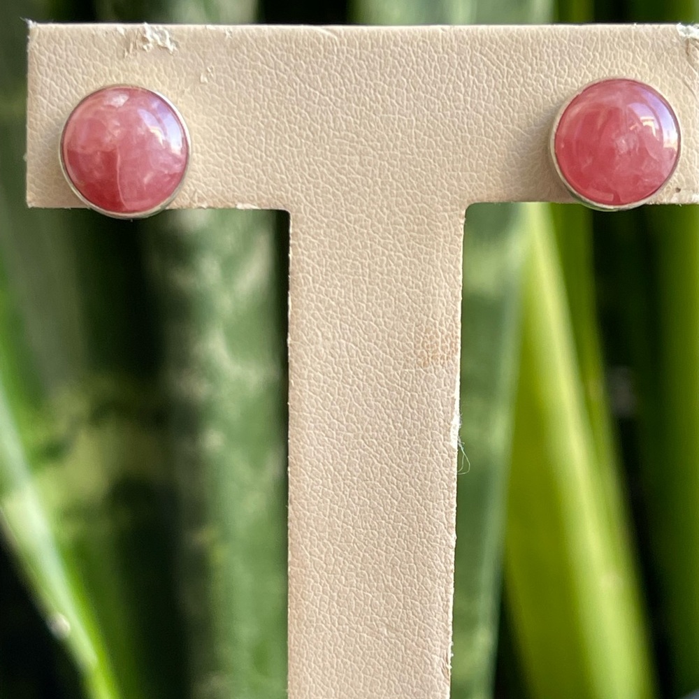 Argentinian Rhodochrosite and Sterling Silver stud earrings